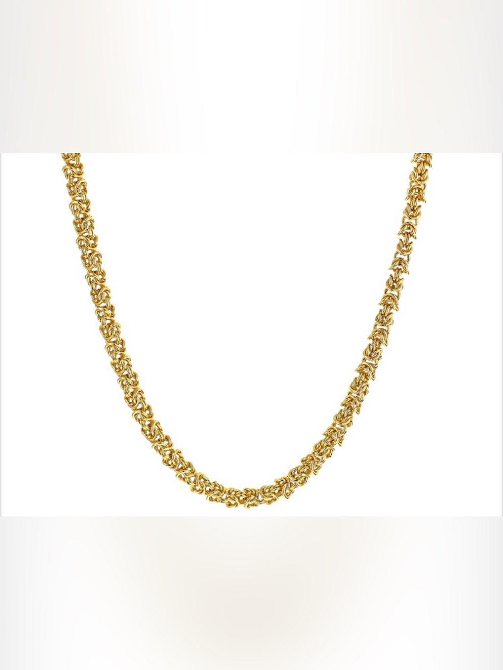 White Crystal Gold Tone 8mm Byzantine Link Necklace